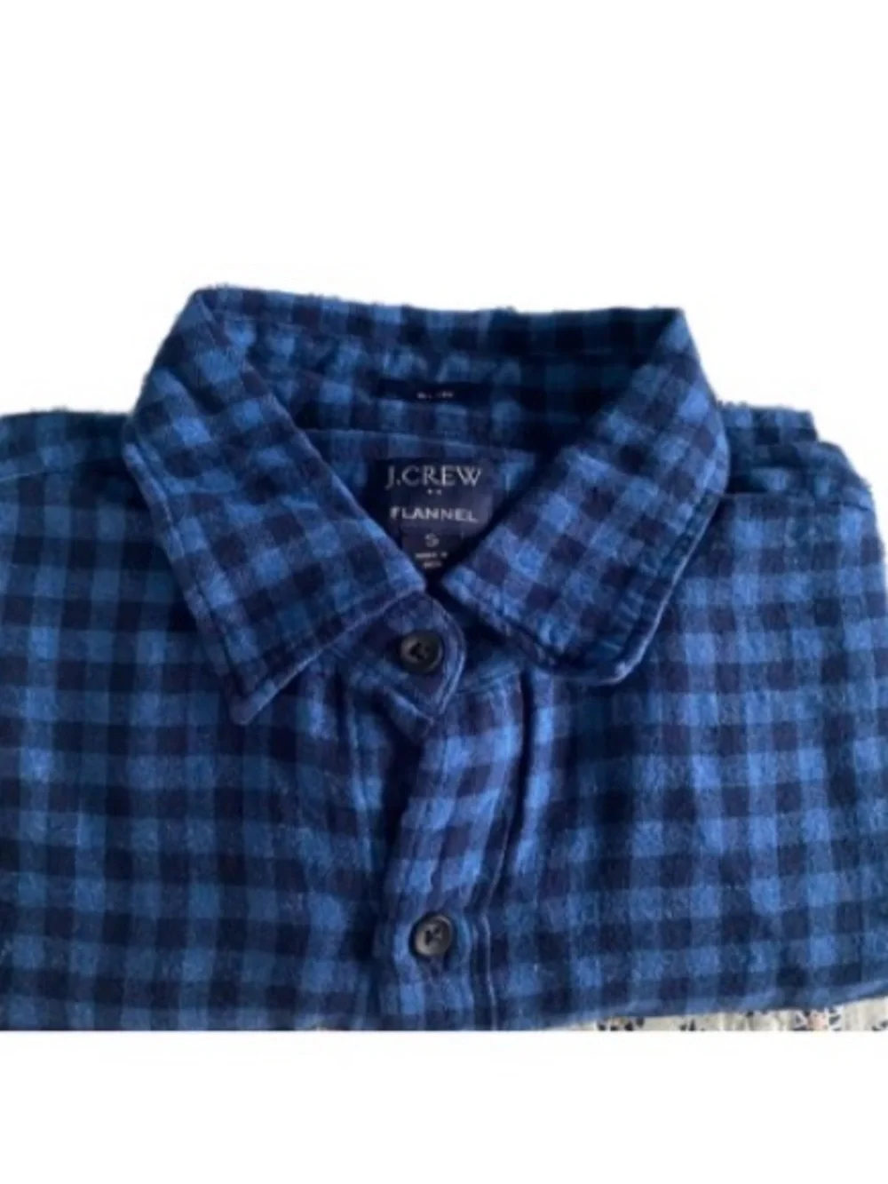 J. Crew Blue and Navy Plaid Flannel Button-Down Shirt